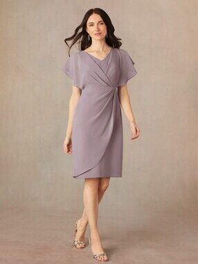 Azazie Dusk Julia Purple Gray‎ Mother Of Bride Bridesmaid Chiffon Dress Size 18